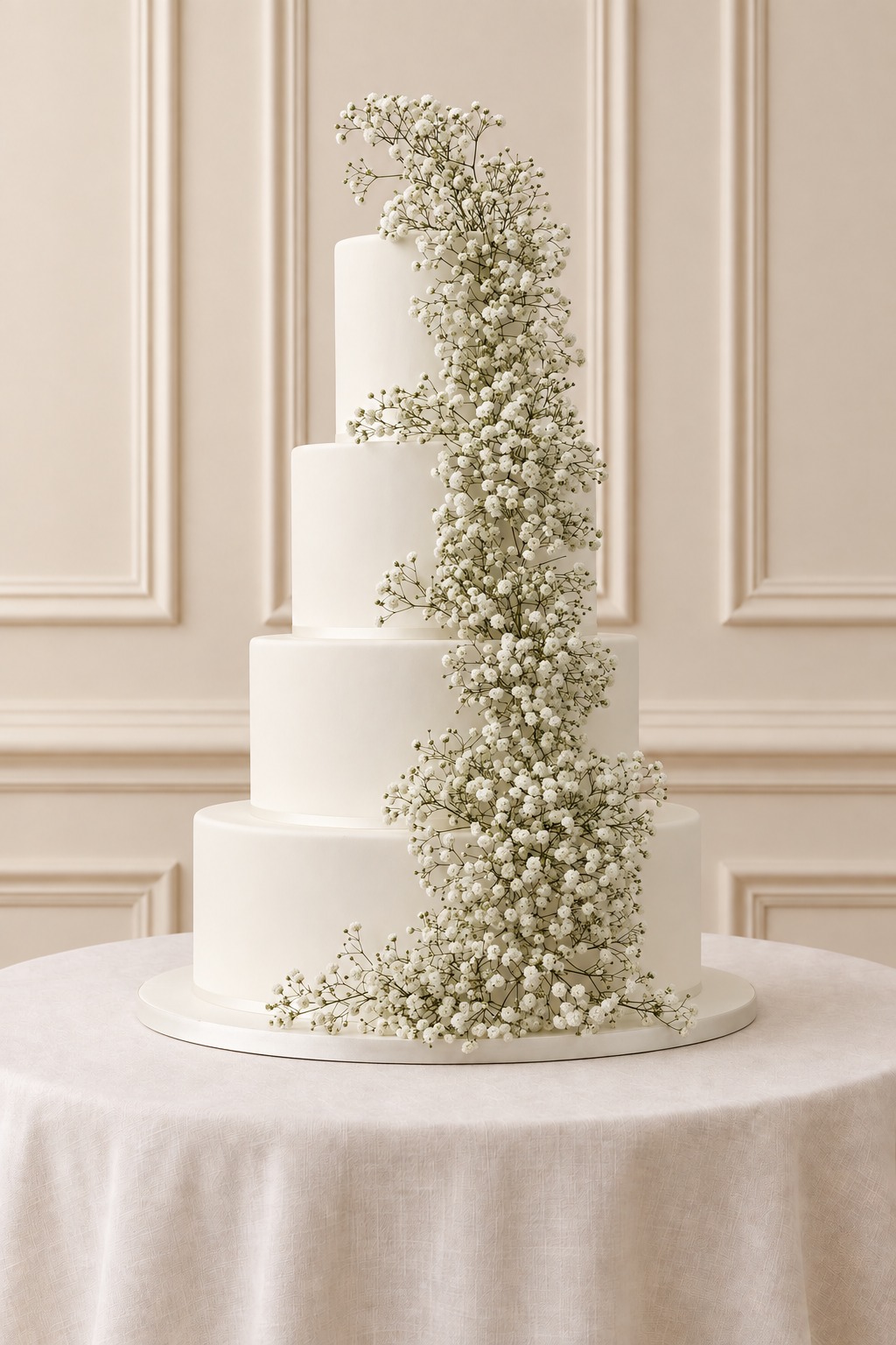 A real Nelly's Cakes traditional wedding cake, design Traditional 032, on the atelier's studio backdrop